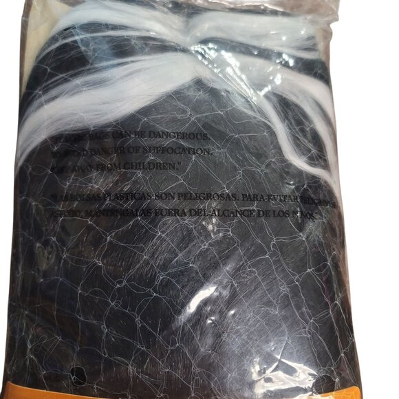 Halloween Wig Black White Streak Child Costume Elasticized Lining One Size NEW - Picture 6 of 7